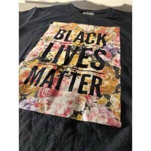 Black Lives Matter Flower Metallic T-shirt‎ Size S